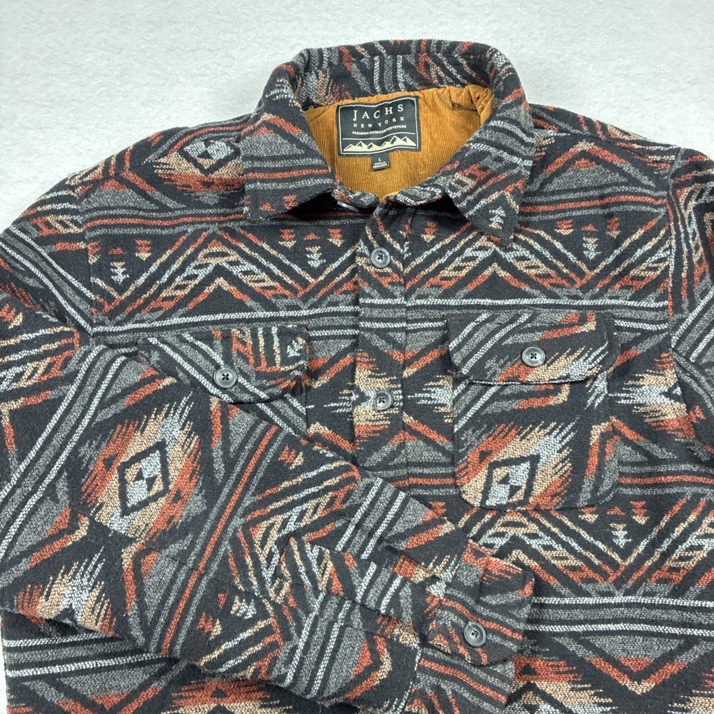 JACHS New York Shirt Jacket Shacket Mens Large Aztec Sherpa Lined Wool Blend